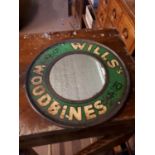 Early 20th C. Wills Woodbine 5 for 2d advertising mirror.