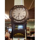 Early 20th C. mahogany Smoke Mayo's Chew Tobacco clock.