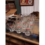 Set of 12 Smithwicks draught glass tankards.