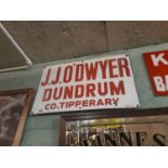 J.J. O Dwyer Dundrum enamel shed sign .