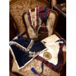 Misc lot of masonic aprons and collarettes.