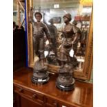 Fine pair of 19th. C. spelter figures Cod Fishing and Retour la Peche signed Mestals.