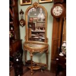 Decorative gilt and marble console table.