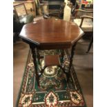 Edwardian mahogany octagonal window table.