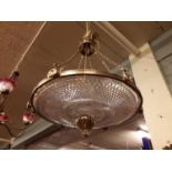 Early 20th C. brass and and cut glass Waterford Crystal chandelier.