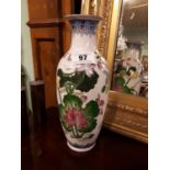 Early 20th. C. hand painted Chinese vase with lotus flowers and butterflies.