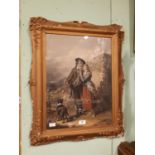 Gilt framed print of Highland scene.