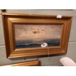 Possibly Russian 19th C. " Seascape " Oil on canvas signed indistinctly 9 Inches x 16 Inches.