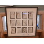 Framed Collage Elton Hastings original British pencil drawings Circa 1920.