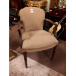 Regency mahogany upholstered open armchair.