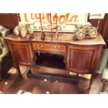 Edwardian mahogany inlaid sideboard with brass gallery.