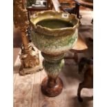 Victorian ceramic jardinere on stand.