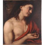 Dipinto olio su tela ''PARIDE''. XVII secolo. Difetti, restauri e rintelo. Mis. Lung. cm. 53 Alt.