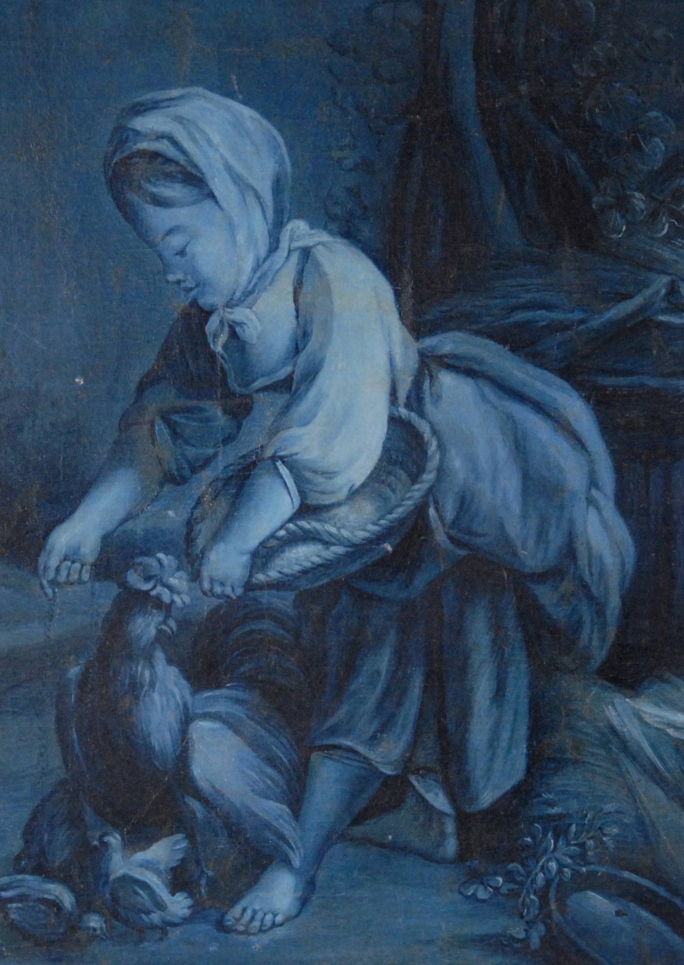 Dipinto olio su tela raff. ''BIMBA NEL POLLAIO''. XIX secolo. In cornice. Restauri. Mis. Lung. cm. - Image 2 of 3