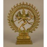 Scultura in bronzo dorato raff. ''SHIVA NATARAJA''. Indonesia. XX secolo. Mis. Alt. cm. 44 ca.