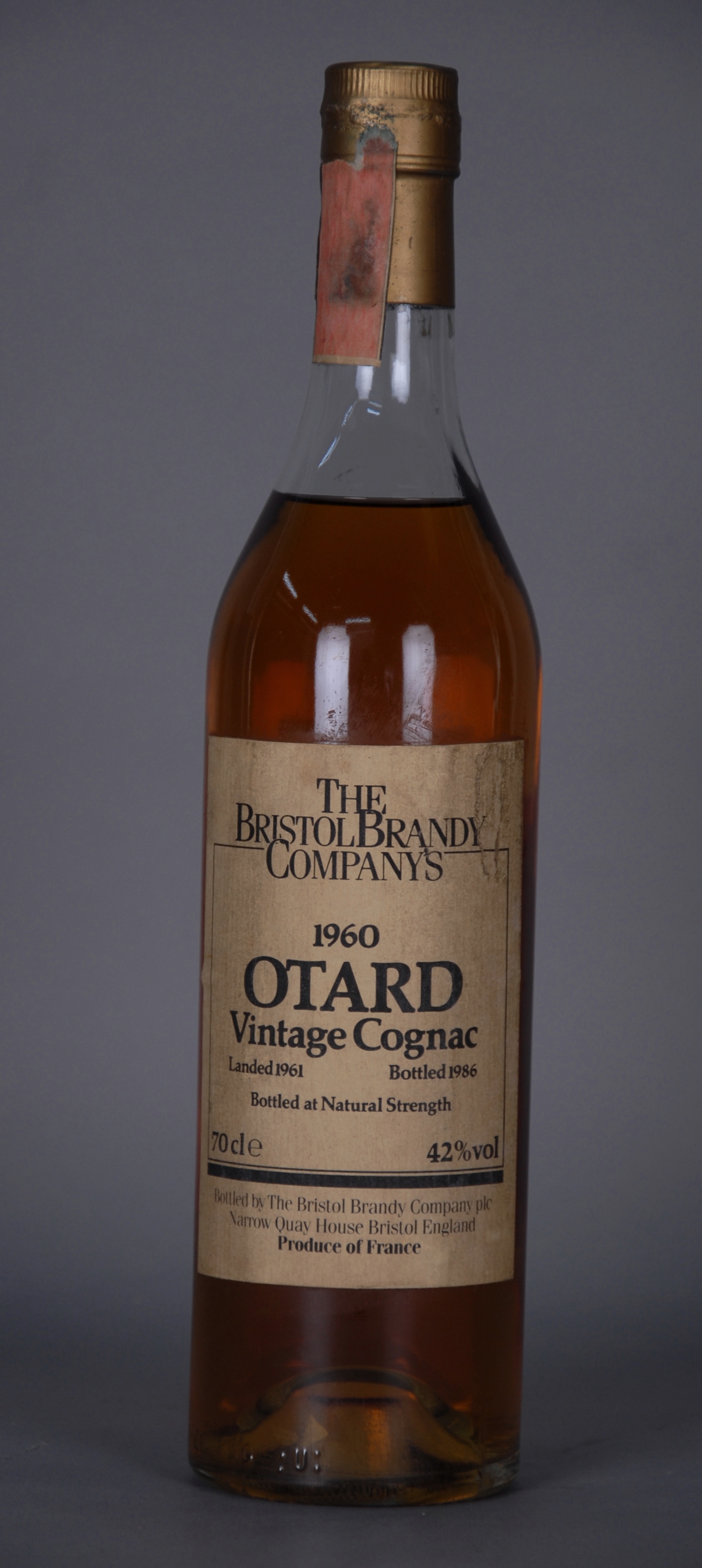 Cognac OTARD. Grande Champagne. Vintage 1960. Spedito in Inghilterra nel 1961 e imbottigliato nel - Image 2 of 5