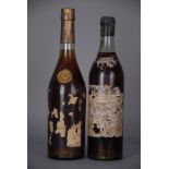 Coppia di rari Cognac con etichette deteriorate: - Cognac NICOLAS. Grande Champagne. Medaglione