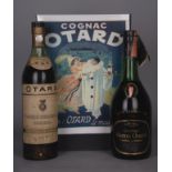 Lotto composto da due Cognac OTARD e un manifesto: - Cognac 'Tre stelle'. Sigillo stella