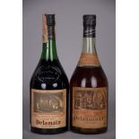 Coppia di Cognac DELAMAIN: - Cognac 'Liquid Gold Selection'. Esemplare anni '60. Indicazione in