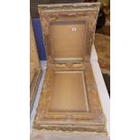 FIVE GILT WOOD SWEPT PICTURE FRAMES, SOME GLAZED, SOME WITHOUT (INTERNALLY 35CM X 46CM, 30CM X 40CM,