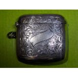 BIRMINGHAM SILVER VESTA CASE WITH ENGRAVED DECORATION