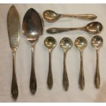 SIX SILVER PRESERVE SPOONS, A JAM SPOON AND A BUTTER KNIFE 4.