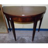 GEORGE III MAHOGANY SEMI ELLIPTICAL FOLD OVER TEA TABLE 72CM H X91CM DIAM