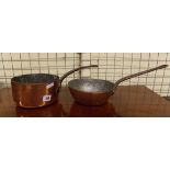 TWO COPPER AND IRON PANS