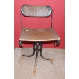 EARLY 20TH CENTURY UPHOLSTERED METALWORK OFFICE SWIVEL CHAIR