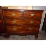 GEORGE III MAHOGANY TWO OVER TWO DRAWER CHEST ON SPLAY BRACKET FEET 82CM H X 94CM W X 45CM D