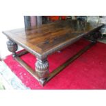 17TH CENTURY OAK LONG REFRECTORY TABLE WITH A MITRED PLANK TOP,