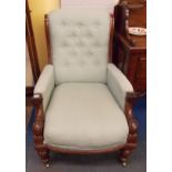 GENTLEMAN'S VICTORIAN MAHOGANY UPHOLSTERED ARMCHAIR