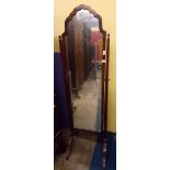 EDWARDIAN ARCHED SHAPED CHEVAL DRESSING MIRROR 160CM H