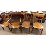 PAIR OF 19TH CENTURY BEECH AND ELM BAR BACK CHAIRS,