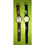 GENTS ROTARY DAY DATE WRIST WATCH ON LEATHER STRAP AND ACCURIST WATCH