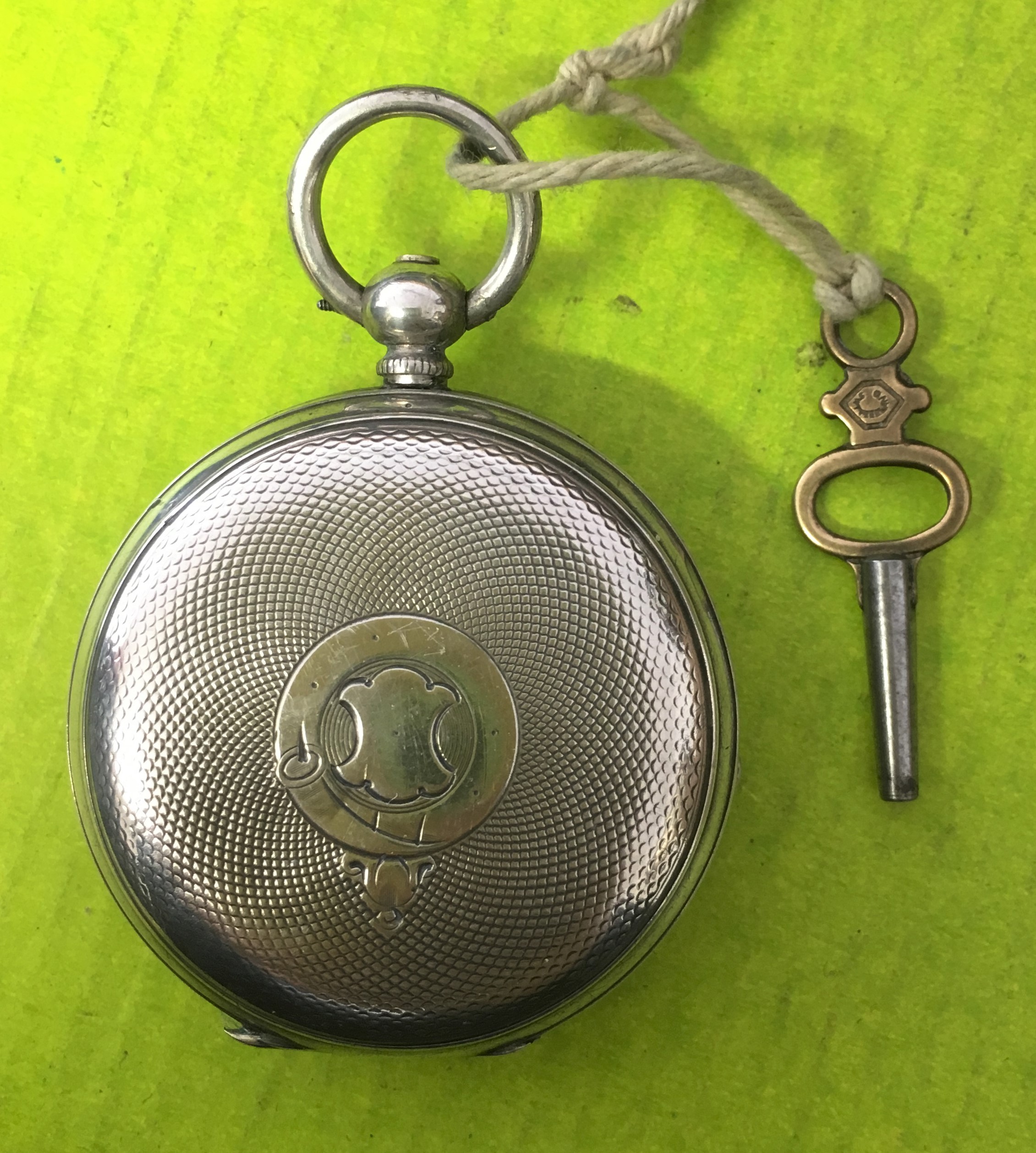 FINE SILVER CASED FOB WATCH WITH KEY - Image 2 of 7