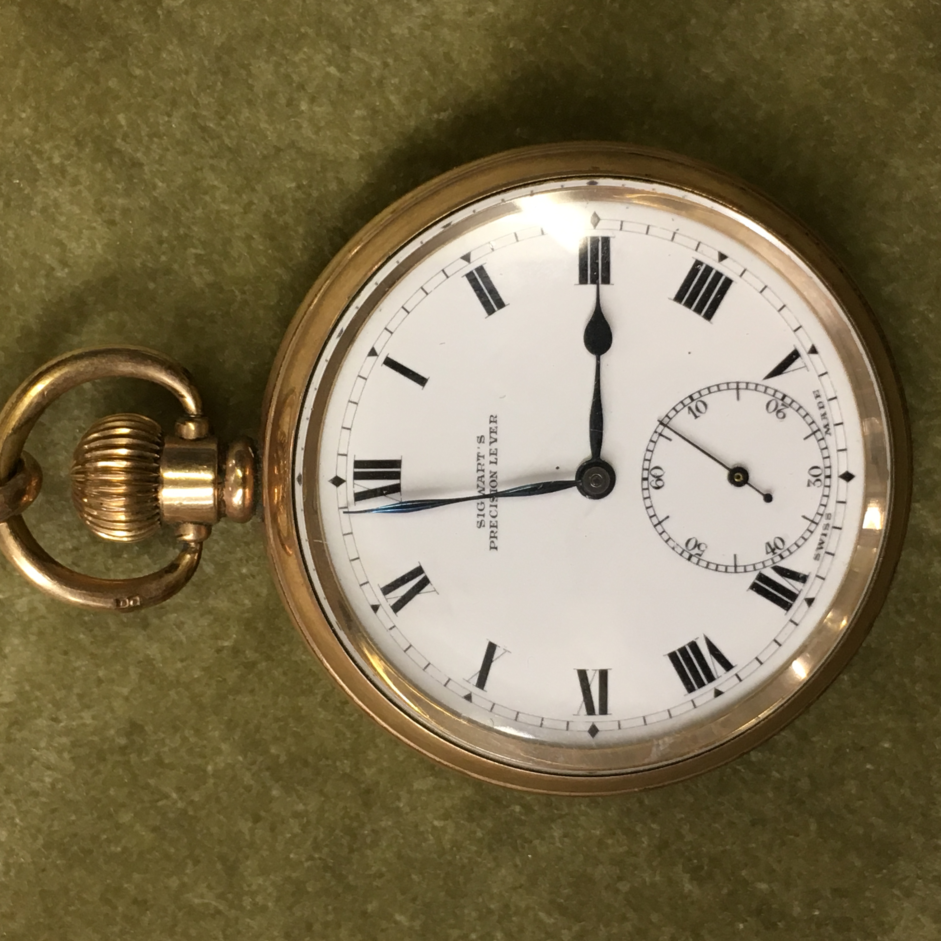 SIGWARTS PRECISION LEVER GOLD PLATED POCKET WATCH AND A PLATED ALBERT WITH A QUEEN VICTORIA VEILED - Image 8 of 8