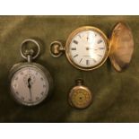 BASE METAL MILITARY STOPWATCH A/F, GOLD PLATED A.W.W.