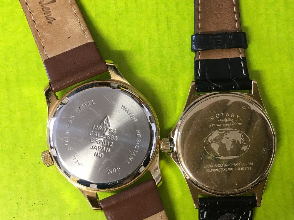 GENTS ROTARY DAY DATE WRIST WATCH ON LEATHER STRAP AND ACCURIST WATCH - Image 3 of 4