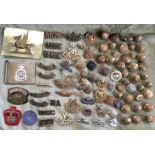 BAG OF ASSORTED MILITARY REGIMENTAL TUNIC BUTTONS,