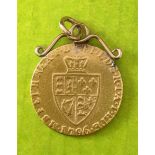 GEORGE III 1796 HALF GUINEA COIN , ROSE GOLD PENDANT 4.