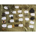 BOX OF MILITARY REGIMENTAL BADGES, YEOMANRY INCLUDING WESTMINSTER IMPERIAL DRAGOONS,