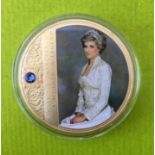 PORTRAITS OF A PRINCESS GOLD PLATED WITH SWAROVSKI COMMEMORATIVE MEDALLION WITH CERTIFICATE