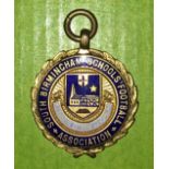 BASE METAL AND ENAMEL LAUREL LEAF MEDALLION SOUTH BIRMINGHAM SCHOOLS FOOTBALL ASSOCIATION VICTORIA