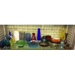 SELECTION OF COLOURED BOHEMIAN AND ITALIAN GLASSES