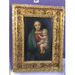 19TH CENTURY SCHOOL OIL ON CANVAS MADONNA AND CHILD IN ORNATE GILT FRAME,