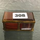 GILT METAL AND POLISHED AGATE RECTANGULAR BOX 7CM W APPROX