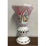 VICTORIAN BOHEMIAN OPAQUE OVERLAY FLASHED TAPERED VASE