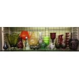 ANOTHER SELECTION OF COLOURED BOHEMIAN AND ITALIAN GLASS