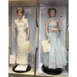 TWO FRANKLIN MINT DIANA PRINCESS OF WALES DOLLS